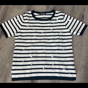 Zara Knit | Black & White with Pearls.